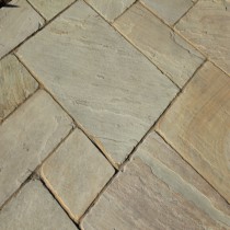 Fossil Mint Indian Sandstone Tumbled Calibrated Patio Paving Slabs Pack 18.5m2 600 x 900 22mm