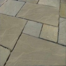 Raj Green Indian Sandstone Tumbled Calibrated Patio Paving Slabs Pack 15.5m2 22mm